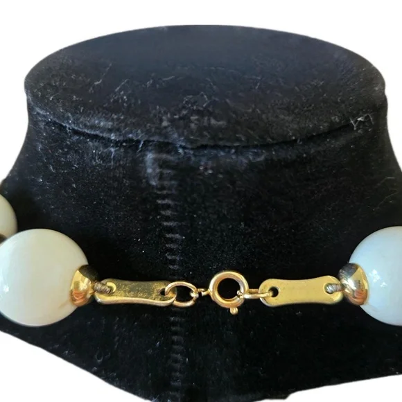 Milk Glass Beaded Necklace - Picture 2 of 2